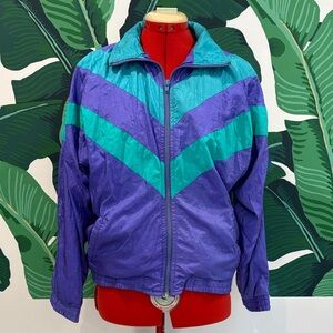 Vintage Teal & Purple Windbreaker